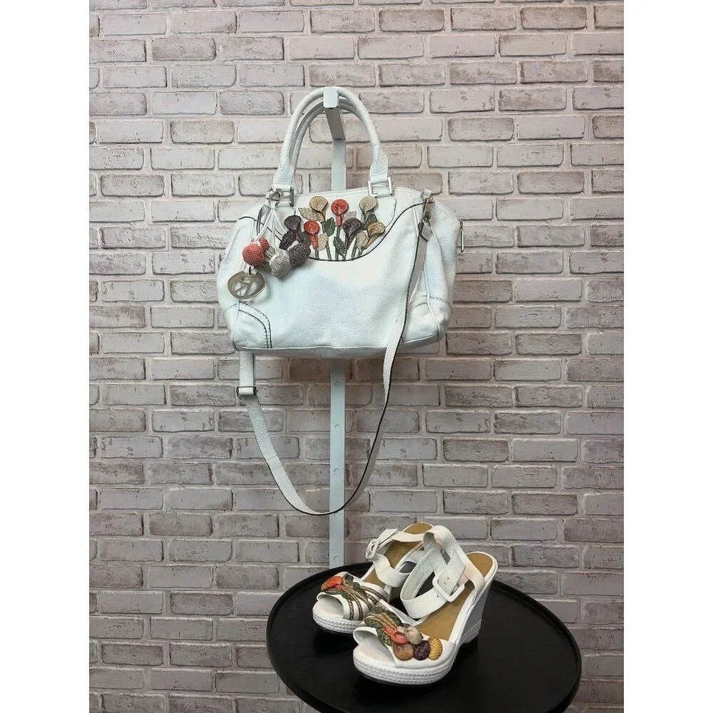 Renato Cueros Shoes & Bag Set – White Multi, Size 35 – Excellent Condition